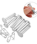 Beefy Heavy Duty Cotter Pin And Clevis Pin Kit In Steel Fasteners M8x35mm 3 Pairs And M10x35mm 3 Pairs With Anti Shift Design For Machinery Hydraulics Jacks Lawn Mowers Quick Release Pins, steel pins and clips
