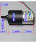 Badass DC 3V To 6V Super Slow Speed 310 Planetary Gear Motor showing motor dimensions 10.5mm, 4mm shaft size, and wiring.