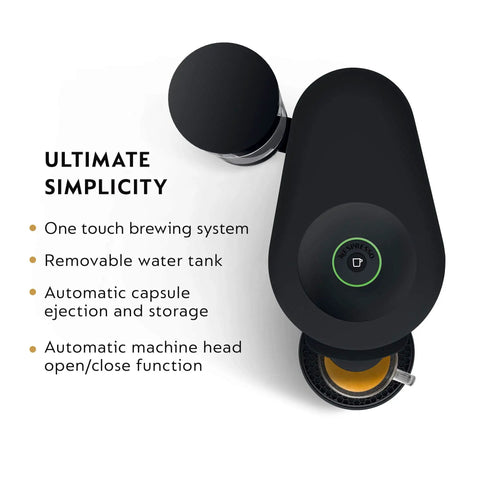 Vertuo Plus Deluxe Coffee And Espresso Maker By De'Longhi In Matte Black with automatic capsule system, top view