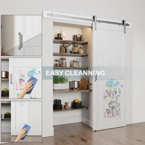 Smooth As Butter 32X84 Inch Matte White Sliding Barn Door With Heavy Duty Brushed Nickel Track Hardware Kit Zero Hustle Mounting during cleaning.