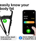 Body Fat Caliper With Skinfold Measurement For Home Fitness, Fast Instant Fat Percentage Readout In App, No Math Needed, Clear Category And Visual Progress Tracking, More Accurate Than A Standard Scale For Real Fat Loss, black caliper and phone display