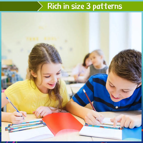 Students using Sea Animal Themed Classroom Name Plates Pack Of 40 With Adhesive Dots Manuscript Alphabet Tags For Desks.