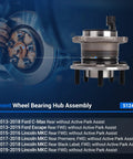 Rear Wheel Bearing And Hub Assembly 512499 For Ford Escape 2013 To 2019, C Max 2013 To 2018, Lincoln MKC 2015 To 2019, 5 Lug With ABS Sensor