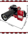 Heavy Duty Single Stage Burner Light Oil Heater Featuring Kickstart Automatic Ignition For Industrial Boilers Kilns And Textile Setup in black and red, side view.