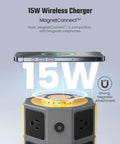 Power Strip Tower With 15W Magnetic Wireless Charger On Top, 6.5Ft Retractable Cord, 1050J Surge Protector, Eight Outlets And Four USB Ports Including Two USB C, Desktop Charging Station For Home Office Garage.