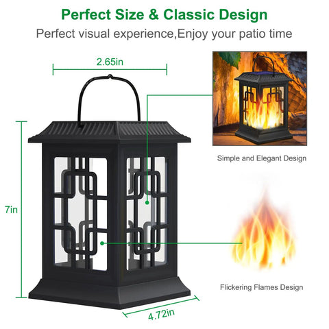 Outdoor Solar Lanterns Waterproof Hanging Lights For Garden Yard Patio Black 2 Pack Solar Powered Decorative Lanterns For Porch