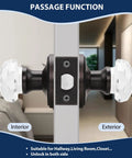 6 Pack Glass Door Knobs For Hallway And Closet Doors Crystal Round Diamond Passage Handles In Oil Rubbed Bronze Finish Non Locking Interior Door Knobs With Round Rosette Easy Install shown on door in a home interior setting.