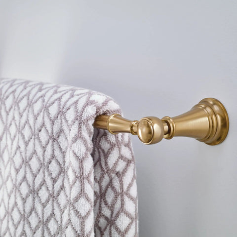 Dope Brushed Gold 24 Inch Single Towel Bar For Bathroom With Durable Metal Mounting Post Corrosion Resistant Easy Access Towels Everyday Luxury Finish For Modern Homes