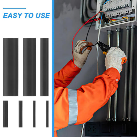 Cool DIYEAH 127 Piece Heat Shrink Tubing Kit For Wires Cables With Polyolefin Flame Retardant Black Sleeves To Fix Indoor Professional Wire Jobs, easy use in panel wiring