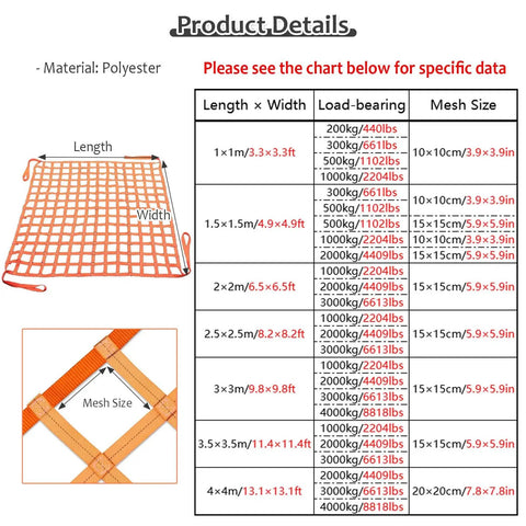 Heavy Duty Cargo Lifting Net With Straps For Secure Hoisting And Transport Of Trucks And Heavy Equipment Pro Grade Material Handling Durable And Safe Industrial Use Reliable Lifting Solution, polyester, 1x1m mesh size