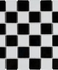 Glossy Checkerboard Porcelain Tile 12.5x12.5 Inch Square for Floor and Wall, Squire Quad Mosaic, Mesh Mounted, Slick High Shine Finish