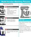Compatibility chart for Flex Edge Beater With Scraper For 6 Quart Stand Mixer Pro Grade Paddle Attachment, highlights compatible mixers.