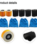 Premium HePa Filter And Textile Dust Bag 6 Pack For Vacuum Cleaners features two orange filters and four blue textile dust bags.