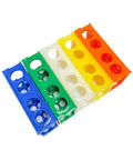 Four Way Plastic Test Tube Rack Set In Assorted Colors Blue Green White Orange Yellow Pack Of Five For 4 To 50 mL Tubes And 12 To 15 mL Conicals