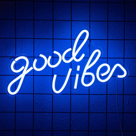Good Vibes Neon Sign Wall Light for Bedroom Living Room Bar and Party Decor Neon LED Sign 19.68 Inch Bright Colorful 3D Art