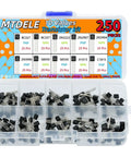 Ultimate 250 Piece Transistor Kit Set With 10 Values For DIY Arduino Projects Includes BC327 BC337 box with transistors visible.