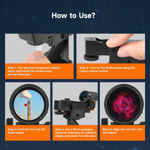Steps for using Red Dot Finder Scope For Astronomical Telescopes Reflex Viewfinder Compatible With Celestron and Meade