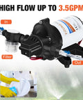 12V RV Water Diaphragm Pump With Auto On Off Switch Self Priming 3.5 GPM At 45 PSI Fresh Water Pressure Pump For Camper Boat