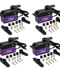 Upgrade Your Rig With This Heavy Duty 25 Kilogram Waterproof Rc Servo Coreless Motor featuring four black and purple motors with accessories.