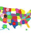 Map of USA with colorful states labeled by name