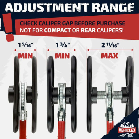 Heavy Duty Brake Pad Spreader And Caliper Piston Compressor Tool With Ratcheting Handle showing adjustment range
