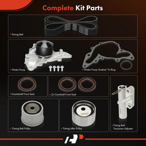 Complete parts of Beefed Up Timing Belt Kit With Water Pump For Mitsubishi Diamante Eclipse Endeavor Galant V6 engines