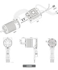 Technical illustration of Sensored Brushless RC Car Motor 3300KV for 2 To 3S LiPo Battery showing dimensions and parts.