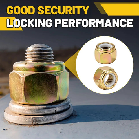 100 Pack 5/8 11 Grade 8 Lock Nuts Nylon Insert Heavy Duty Hardware Bulk Set precision-cut lock nut images showing strong grip.
