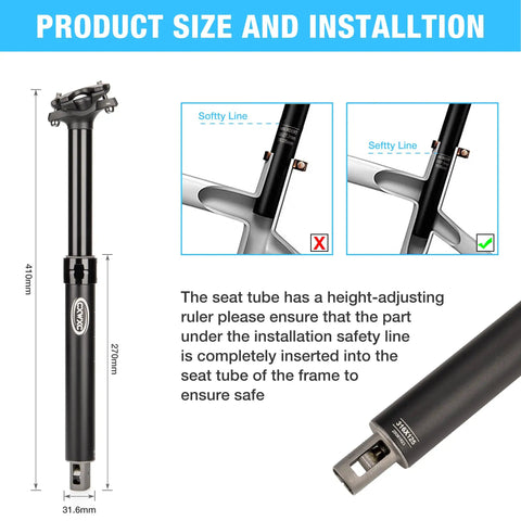 Internal Cable Routing Dropper Seatpost 27.2 30.9 31.6mm 125mm Travel For Mountain Gravel Bikes And E Bikes installation guide image