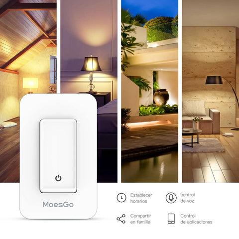 WiFi Smart Wall Light Switch No Neutral Wire Needed, Single Pole, 110V, 7W Minimum, Fire Retardant Design, with Alexa and Google