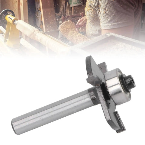 One Eighth Inch T Slot Router Bit With Quarter Inch Shank, Three Flute Ball Bearing Cutter And Half Inch Bearing, Tungsten Carbide Tip