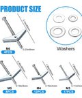 Image showing product sizes in the 123 Piece Toggle Bolt And Wing Nut Kit For Hollow Walls Heavy Duty Drywall Anchors Set.