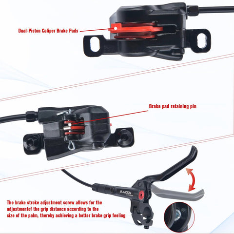 Amazon MT200 MTB hydraulic disc brake set, aluminum alloy, 2-piston calipers (left front 800mm, right rear 1550mm)