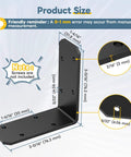 Diagram of Beefy Heavy Duty 3x3x1.2 Inch L Bracket Set 90 Degree Corner Braces dimensions for wood posts, shelves, cabinets.