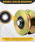 Close-up of double sealed bearings on Rock Solid Workhorse 4 Inch V Groove Sliding Gate Rollers Two Pack Heavy Duty Steel Wheels.