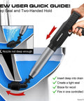 Heavy Duty Electric Air Plunger For Bathroom Toilets High Pressure Drain Unclogger with user guide for setup in sleek black.