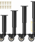Adjustable Furniture Legs With 2.36 Inch Swivel Casters Heavy Duty Replacement Feet shown with various heights and included screws