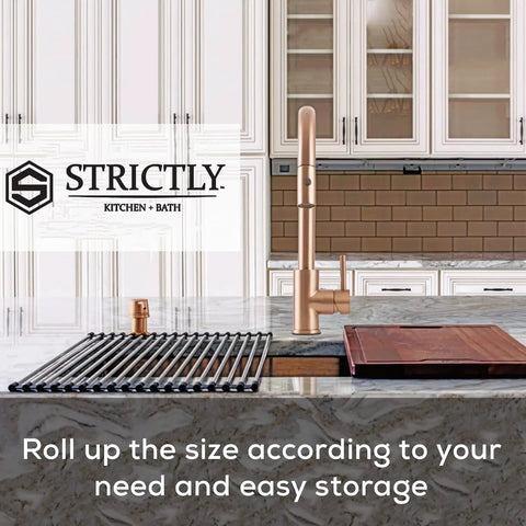 Roll Up Dish Drying Rack Built From Polished Stainless Steel Offers A No Fuss Way To Air Dry Dishes Folds Flat To Save Counter Space Works Great As A Workstation Cooling Pad Or Multi Use Sink Strainer Grid