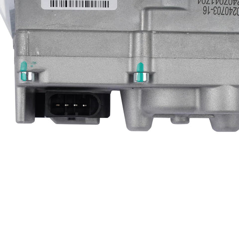 Turbo actuator calibration kit with silver housing and black 4-pin connector (close-up)