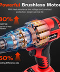 Cordless Rivet Gun For Milwaukee 18V Battery Tool Only With Brushless Performance Pop Rivet Tool cutaway motor view