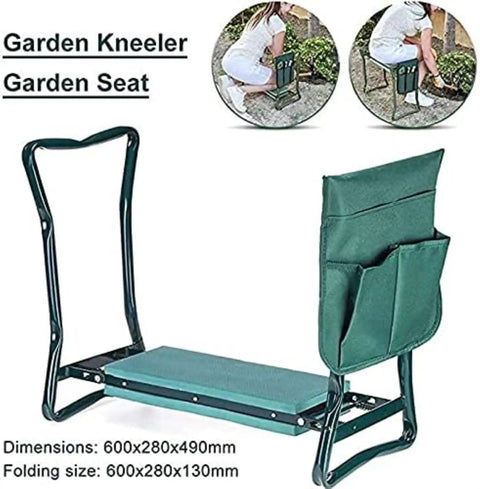 Heavy Duty Garden Kneeler And Seat With Handy Tool Bag Foldable Portable Kneeling Stool with steel frame and foam cushion