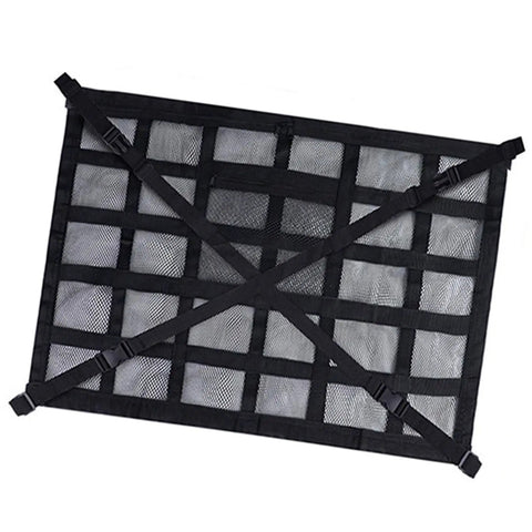 Extra Large Car Ceiling Cargo Net With Reinforced Mesh For Overhead Storage, Heavy Duty Vehicle Roof Organizer shown in detail