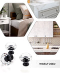 Premium Crystal Cabinet Drawer Knobs With Matte Black Zinc Base Thirty Millimeter Handle Built Tough For Easy Kitchen Refreshes And Furniture Revamps Five Piece Bundle shown in various home uses.