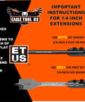 Instructions and diagram for Installer Bit And Drill Bit Extension 36-Inch Long With 1/4-Inch Shank, showing connection methods.