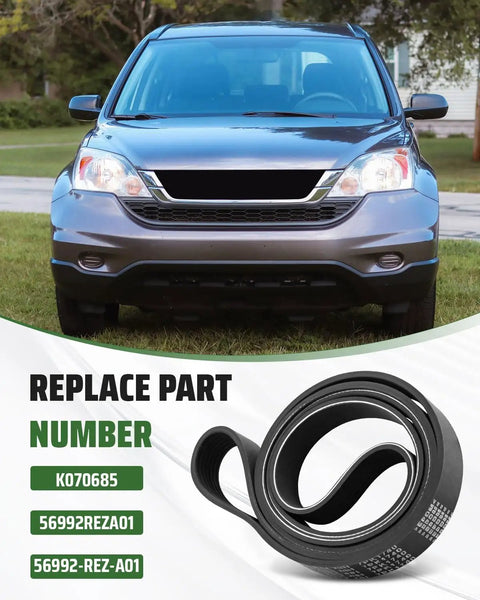 Premium Serpentine Engine Drive Belt Fits Honda CR-V 2010 And 2011 With 2.4L V6 Engine Replaces K070685 and 56992REZA01