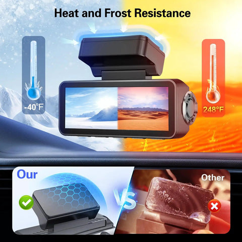 Dash Cam Sticky Pad Kit 4 Pack With High Bond Double Sided Tape for Front and Rear Mounts, heat and frost resistance illustration