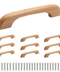 Ten Pack Natural Beech Wood Cabinet Pulls Handles For Kitchen Cabinets And Drawers Solid Wood Pulls With Clear Coat Finish 5 Inch