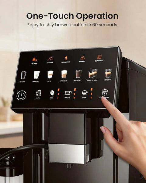 Top Shelf Automatic Espresso Machine With Built In Grinder And Touch Panel for easy one-touch operation and quick coffee brewing.