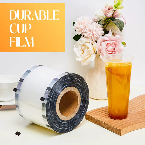 Clear Cup Sealing Film Set two rolls fits cup sealing machines 90 to 105 mm seals for 16oz PP plastic cups about 3200 cups per roll