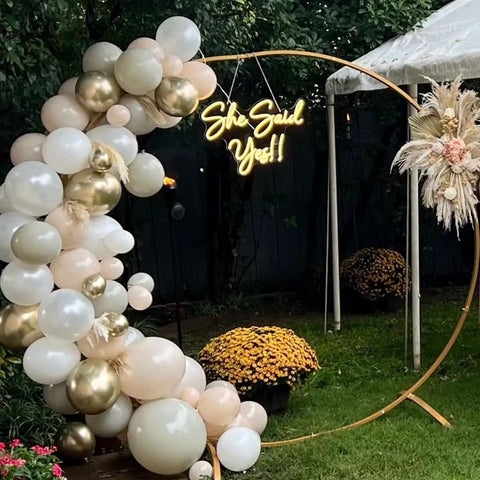 She Said Yes Neon Sign Large 23x16 Inch Warm White LED Flex Neon Light for wedding proposal in garden with balloons
